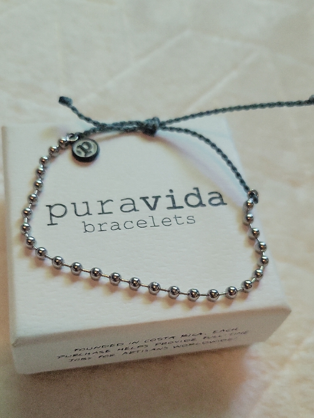 Pura Vida Silver Beaded Cord Bracelet
